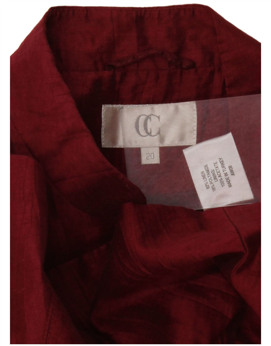 CC Veste blazer 1 bouton pour femme UK 20 2XL Lin bordeaux