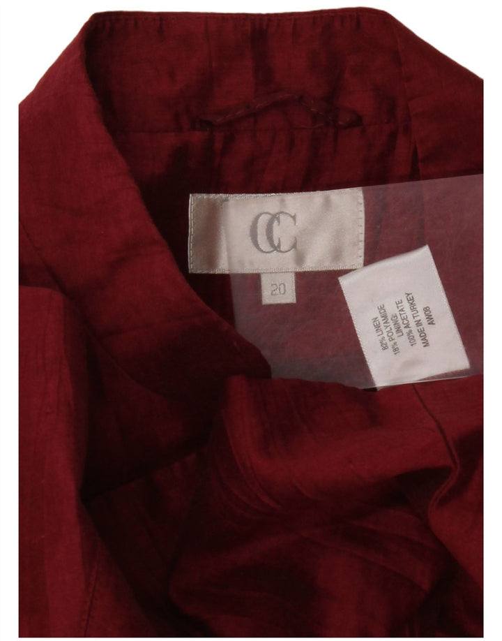 CC Veste blazer 1 bouton pour femme UK 20 2XL Lin bordeaux