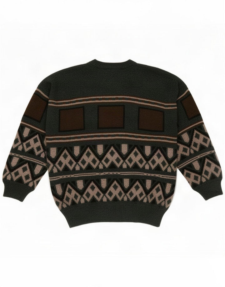 Dogan Pull col rond pour homme Vert moyen géométrique