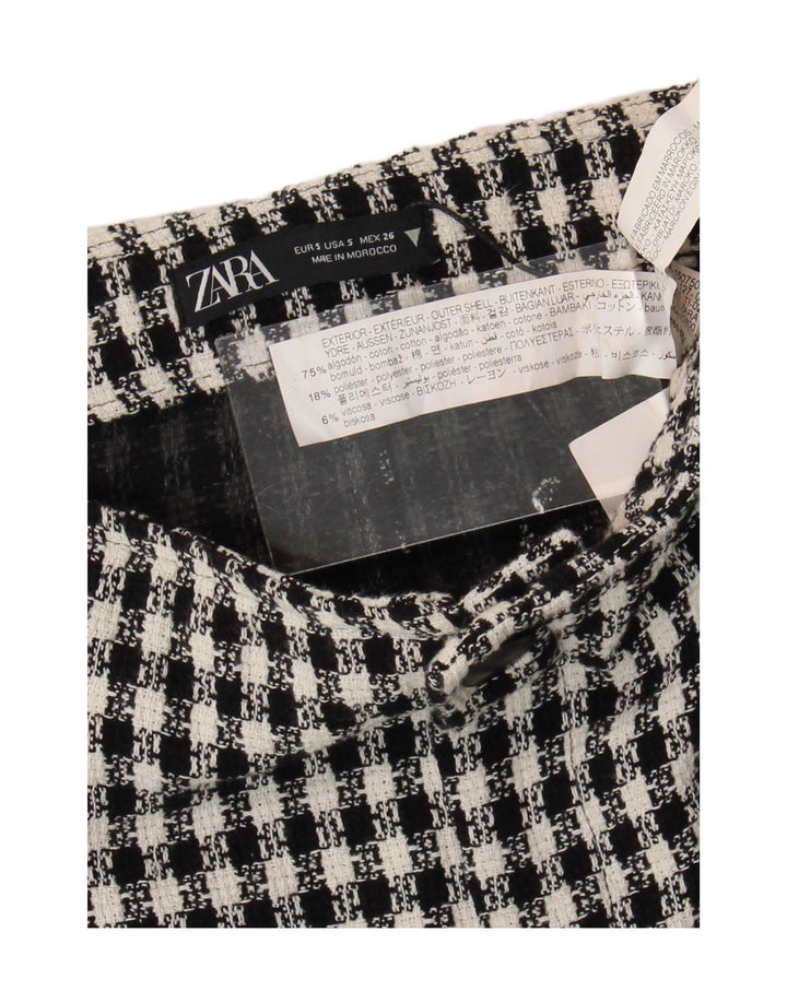 Zara Femme Mini Jupe Petit W26 Noir Check Cotton