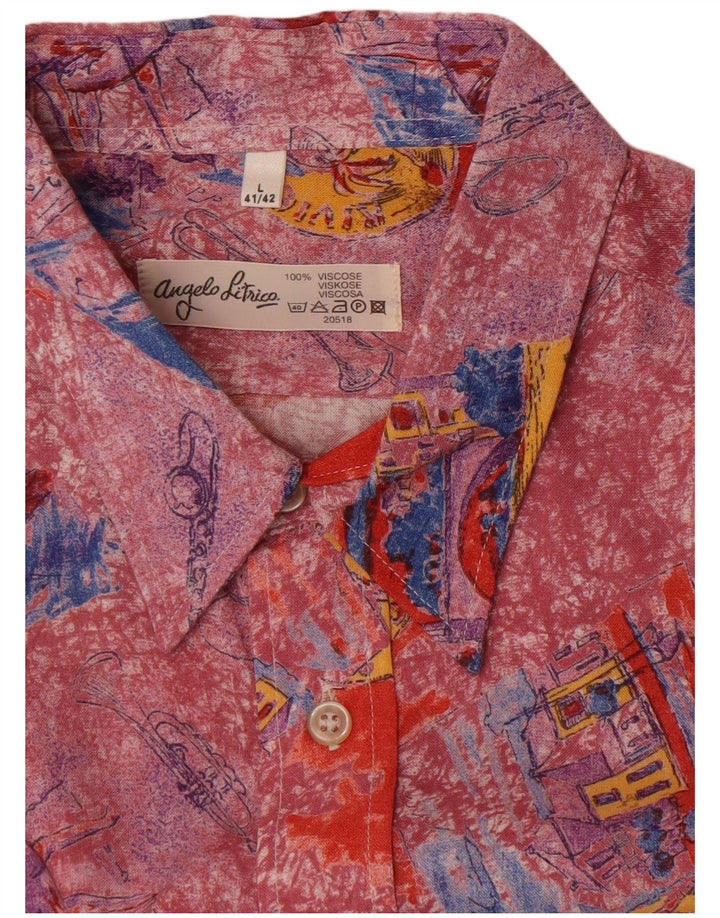 Angelo Litrico Chemise graphique homme taille 41/42 grande viscose multicolore