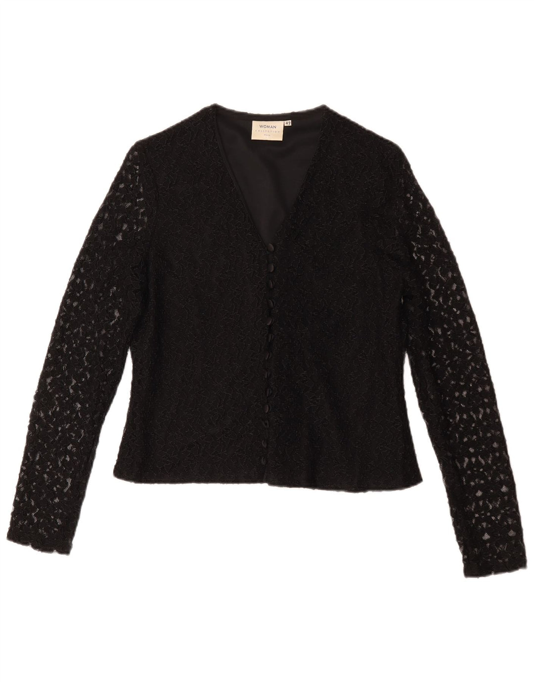 H&M Femme Chemisier IT 42 Nylon Floral Noir Moyen