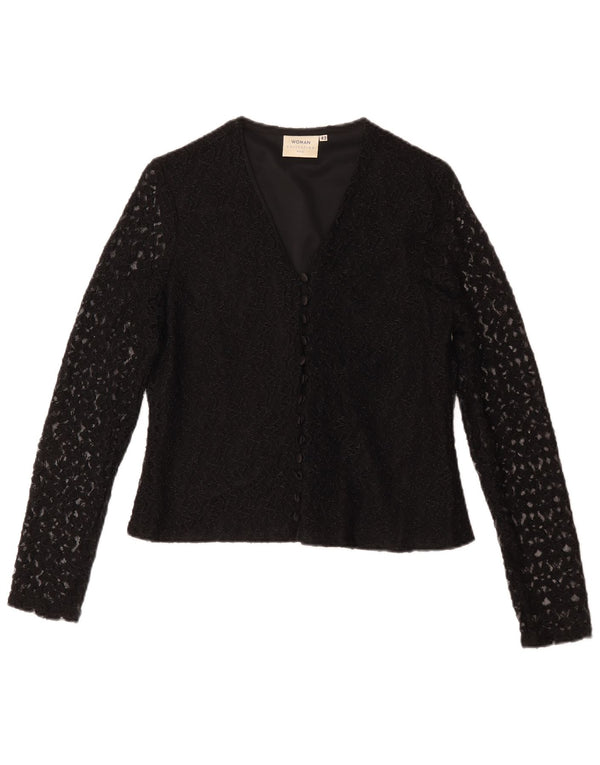 H&M Femme Chemisier IT 42 Nylon Floral Noir Moyen