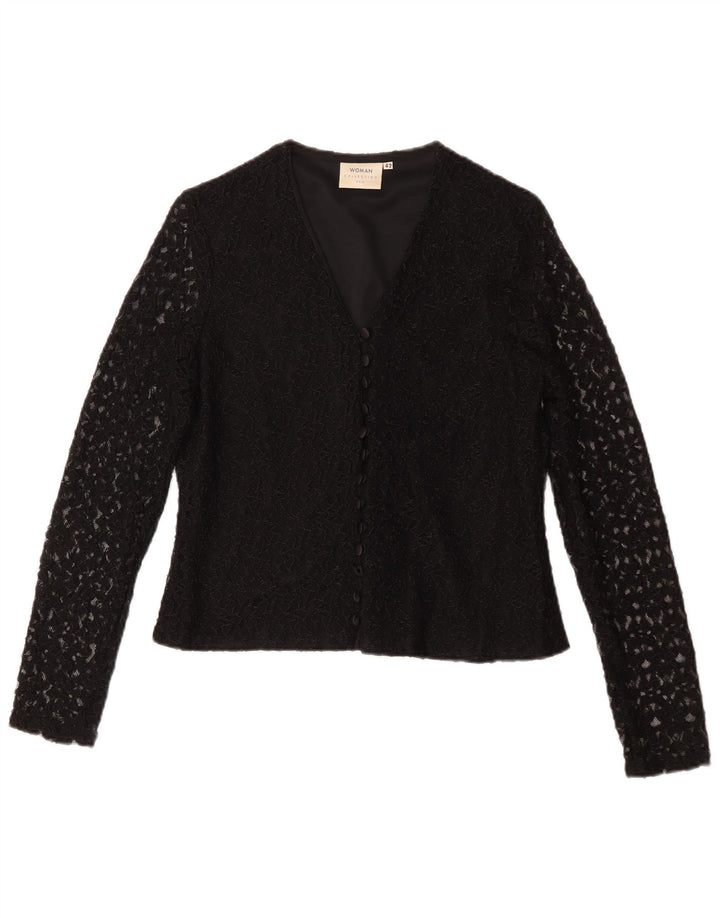 H&M Femme Chemisier IT 42 Nylon Floral Noir Moyen
