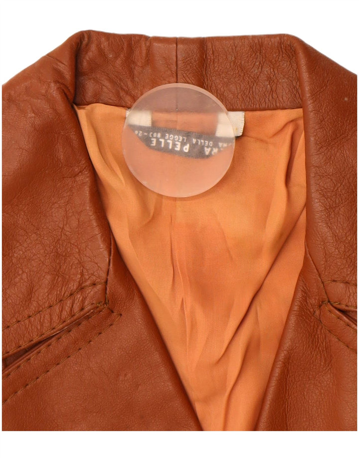 Veste en cuir femme vintage UK 14 Cuir brun moyen