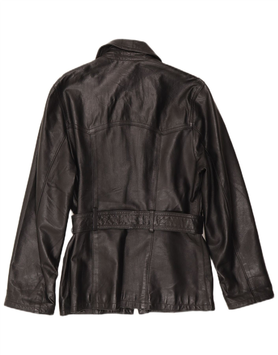 Veste en cuir femme vintage IT 44 Cuir noir moyen
