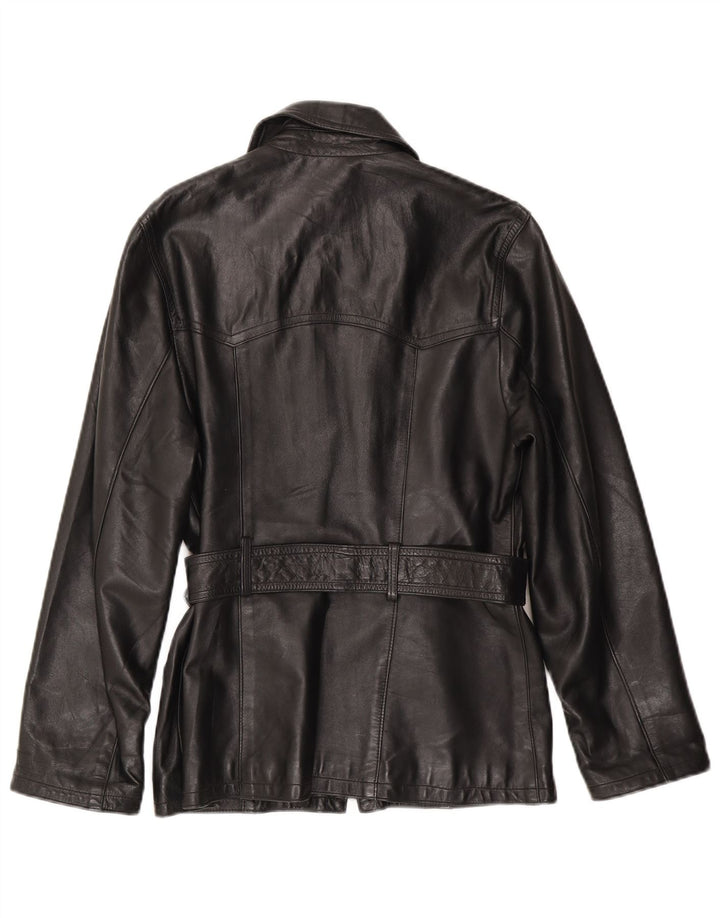 Veste en cuir femme vintage IT 44 Cuir noir moyen