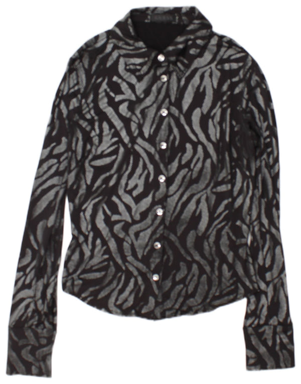 Guess Chemisier surdimensionné pour femme UK 6 XS Noir Imprimé animal Polyester