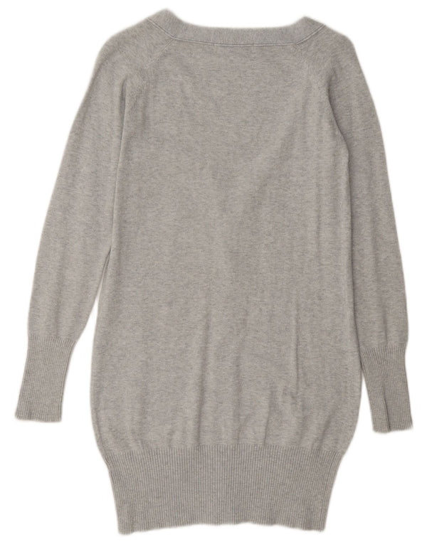 Zara Femme Cardigan Pull UK 10 Petit Gris Coton