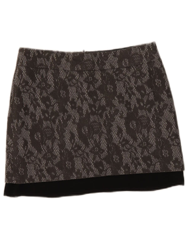 MOTIVI Mini jupe femme UK 6 XS W28 Gris Floral Polyester