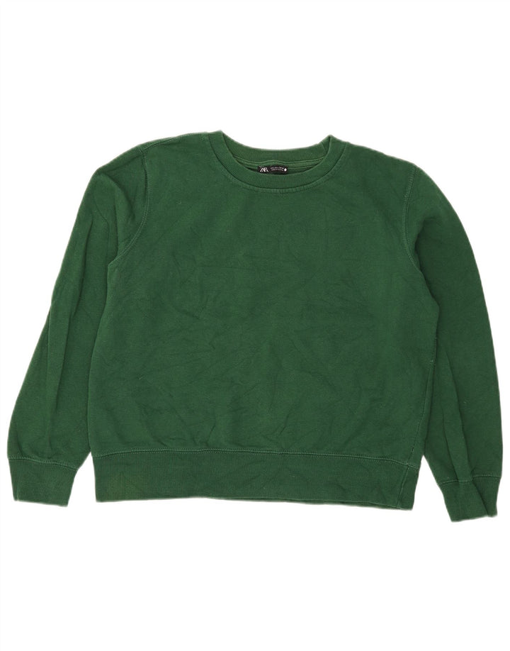 Zara Femme Sweatshirt Jumper UK 16 Large Vert Coton