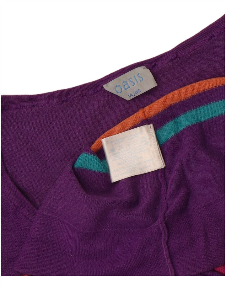 Oasis Pull col V pour femme UK 44 Medium Multicolore Viscose