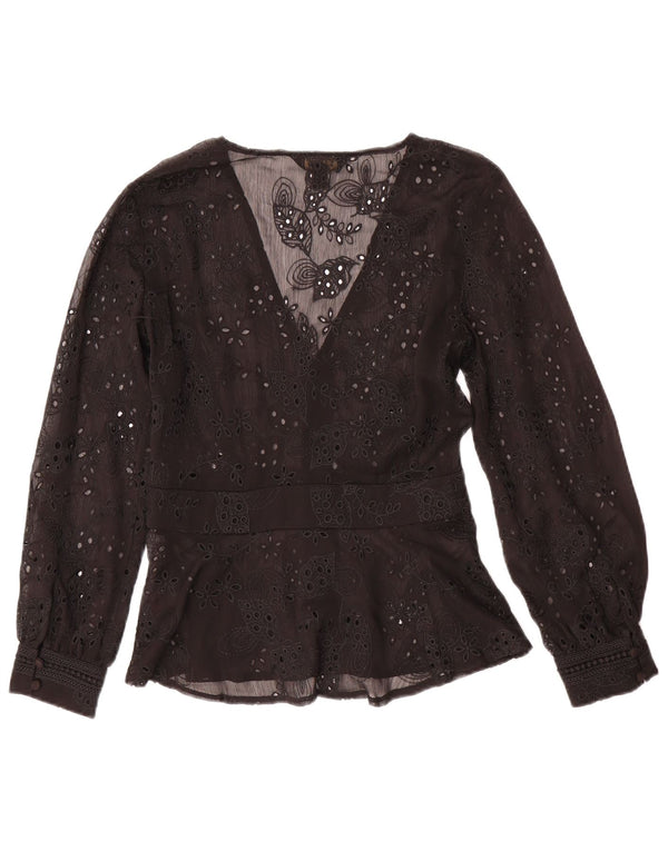 Lipsy Femme Chemisier UK 10 Small Noir Floral Polyester
