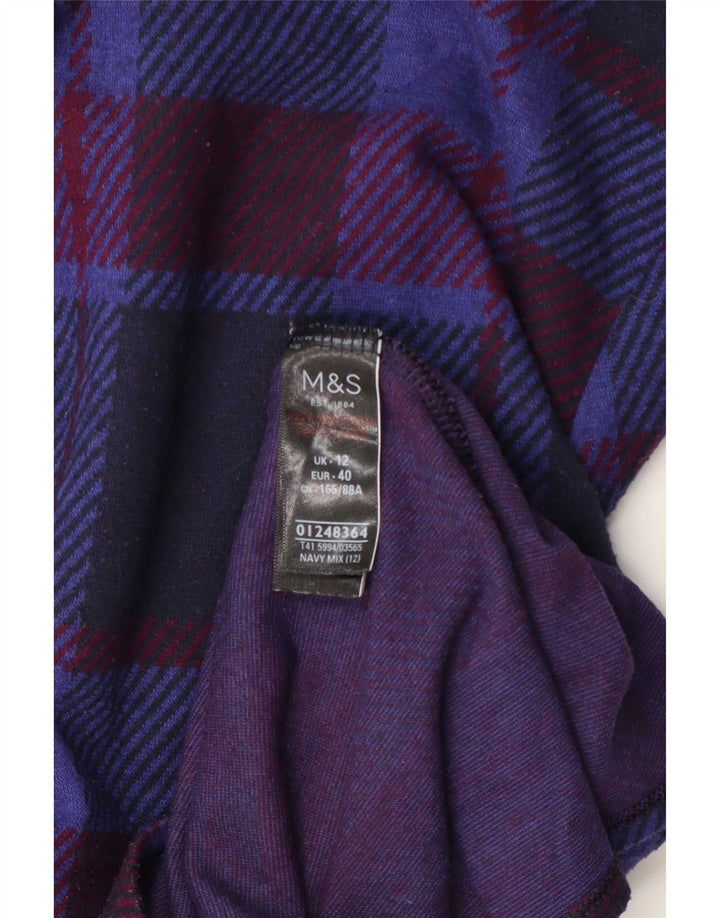 Marks & Spencer Chemisier à manches longues pour femme UK 12 Bleu marine moyen à carreaux