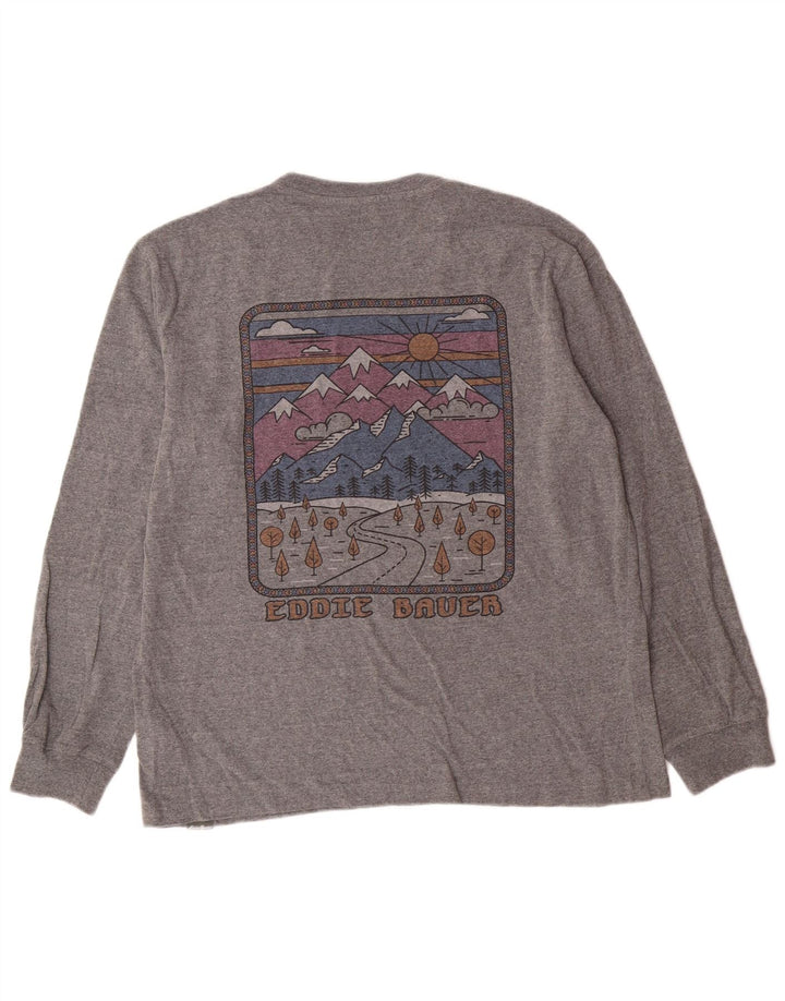 EDDIE BAUER Haut graphique à manches longues pour hommes en coton gris moyen