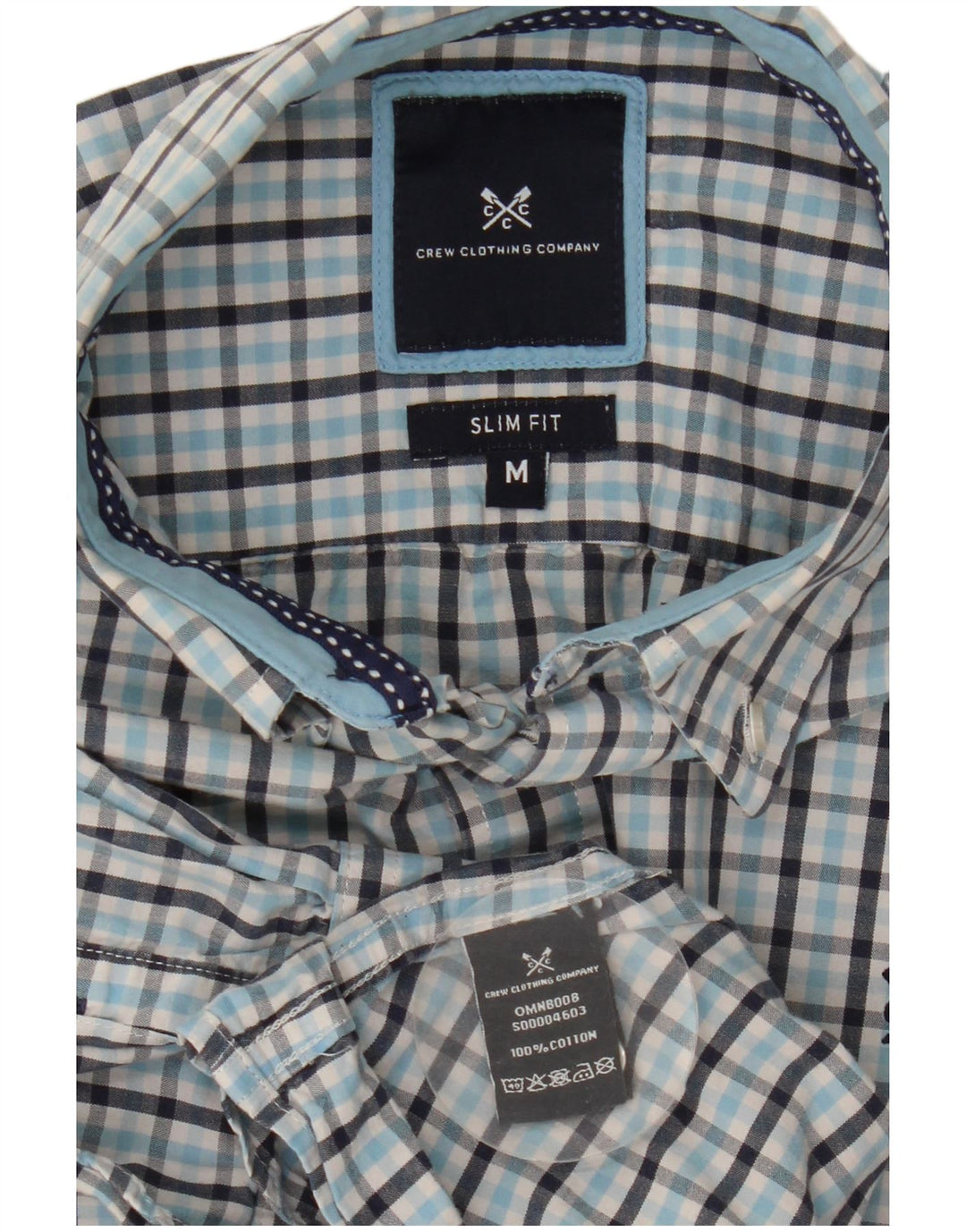 Crew Clothing Chemise Slim Fit Homme Bleu Moyen à Carreaux en Coton