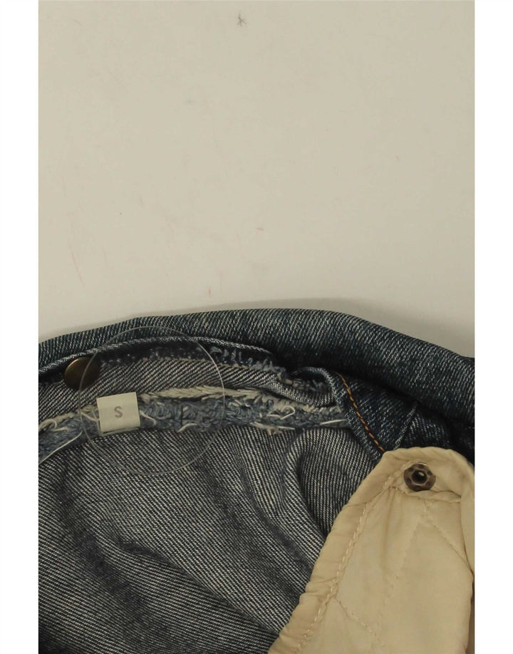 veste en denim surdimensionnée femme vintage UK 10 Petit Bleu