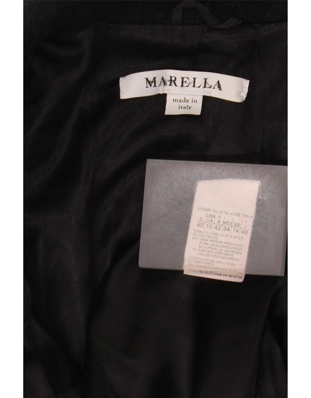 Marella Manteau Femme UK 14 Grande Laine Vierge Noire