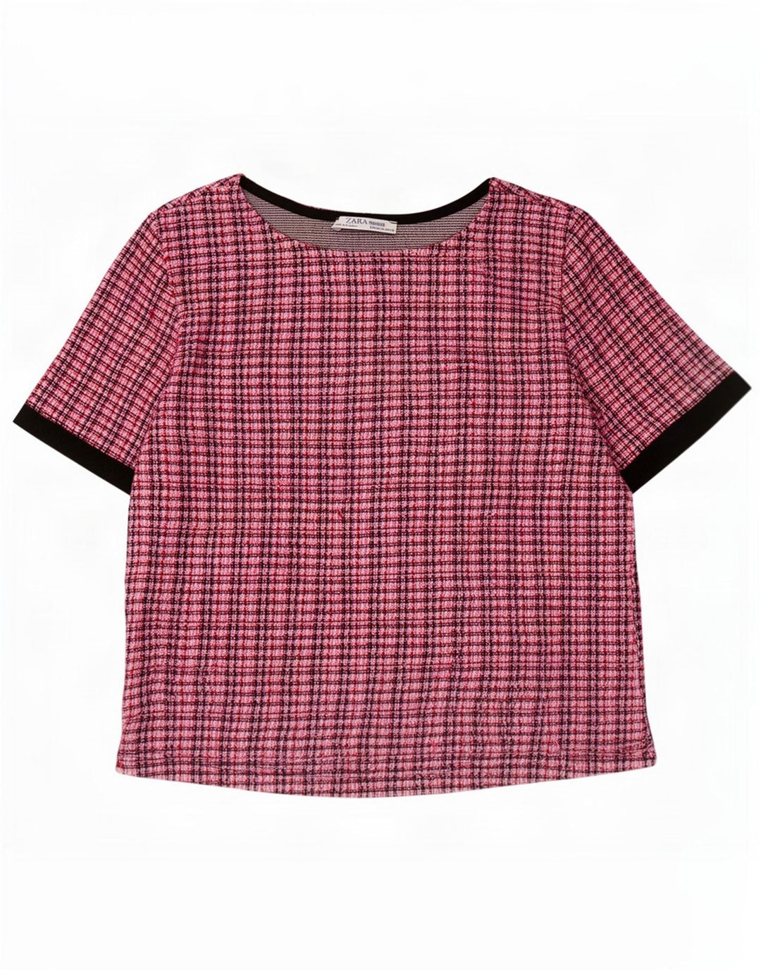 Zara Haut court pour femme UK 42 Polyester à carreaux rose moyen