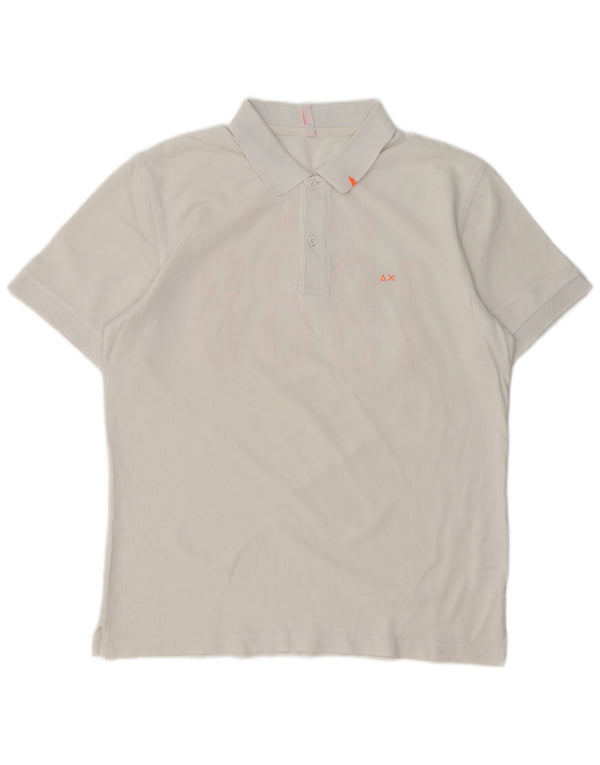 SUN68 Polo graphique homme grand coton blanc