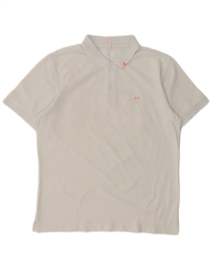 SUN68 Polo graphique homme grand coton blanc