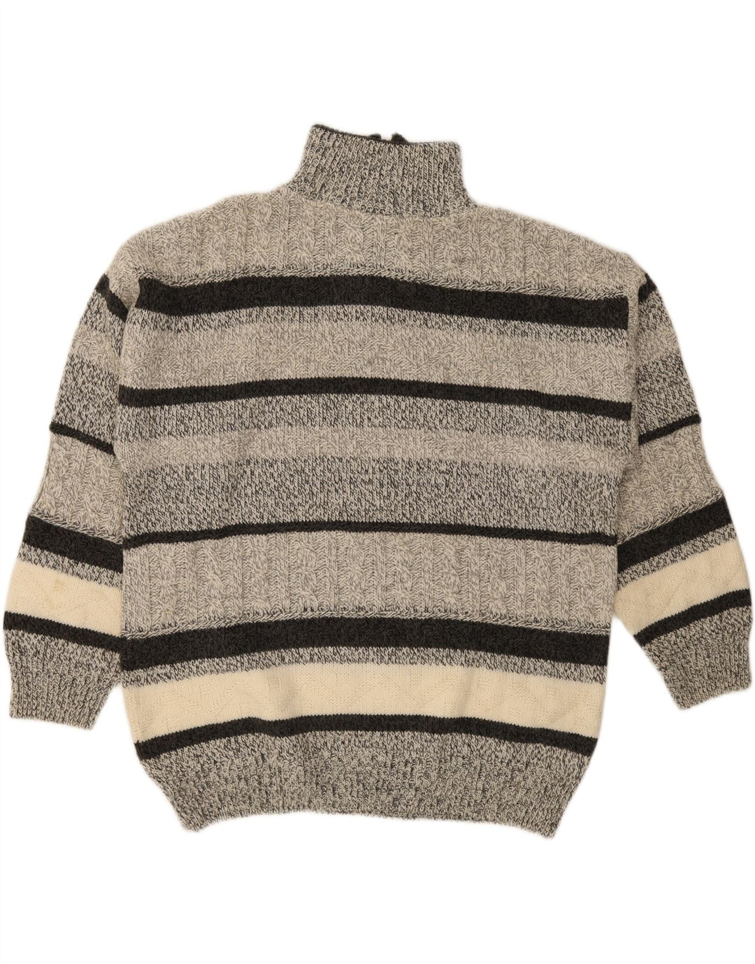 VINTAGE Mens Zip Neck Jumper Sweater XL Grey Striped Polyacrylic Vintage Vintage and Second-Hand Vintage from Messina Hembry 
