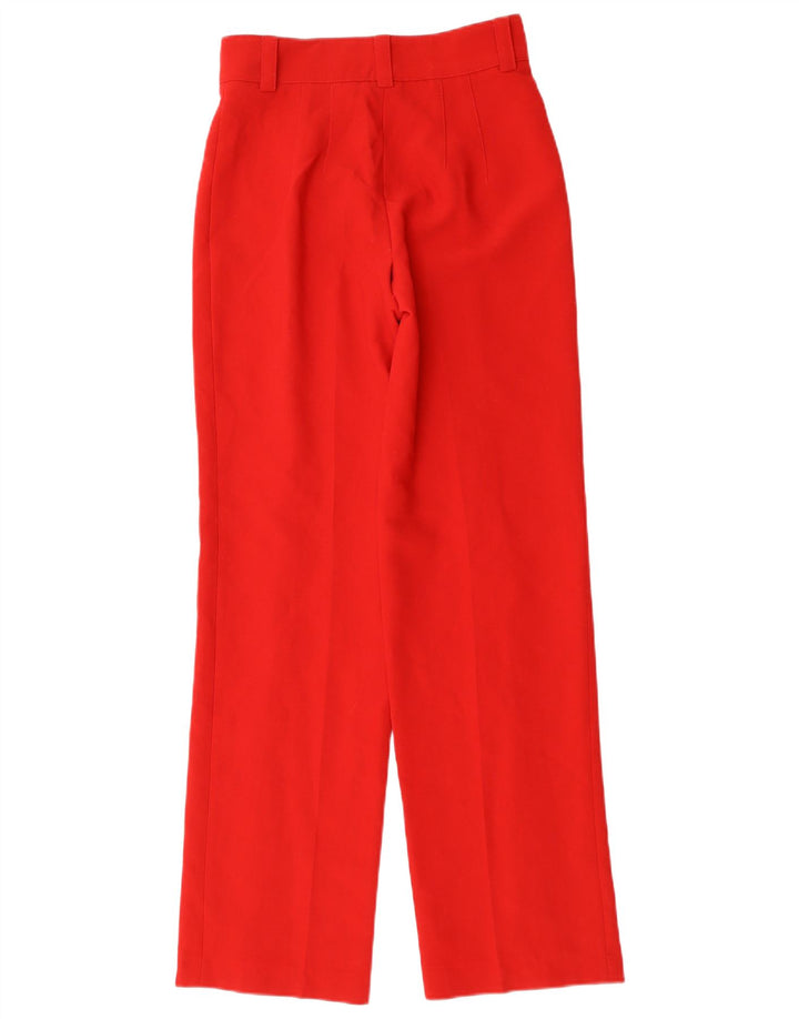 ZARA Pantalon décontracté droit pour femme XS W25 L32 Rouge Polyester