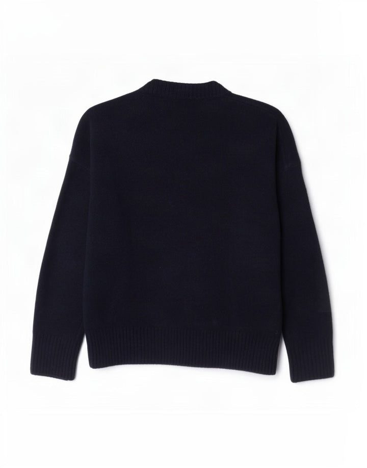 Zara Pull surdimensionné à col rond pour femme UK 10 Petit Bleu marine