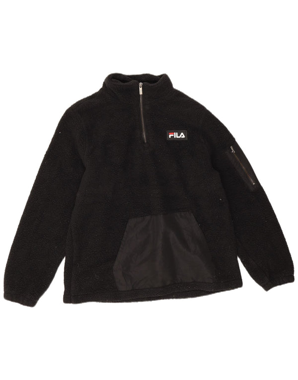 Fila Pull polaire à col zippé pour femme UK 14 Medium Noir Polyester