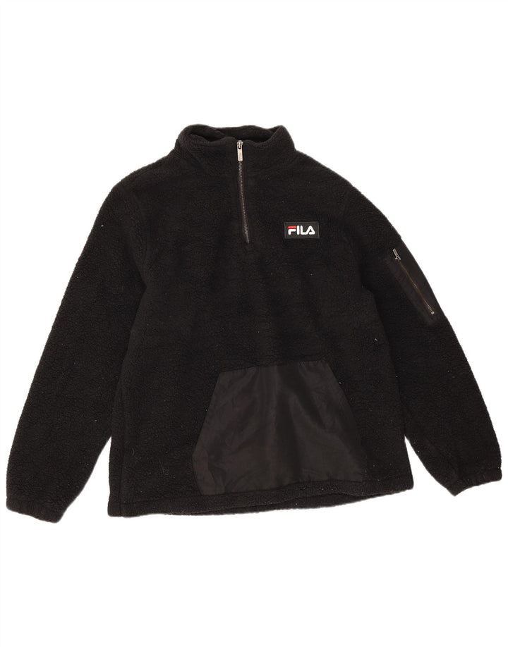 Fila Pull polaire à col zippé pour femme UK 14 Medium Noir Polyester