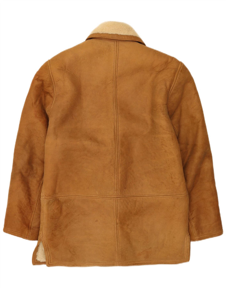 vintage Femme Double Breasted Shearling Jacket UK 14 Grand Beige