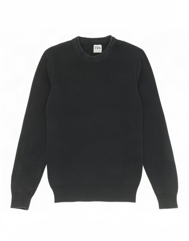 Zara Pull Col Ras Du Cou Homme Vert Moyen