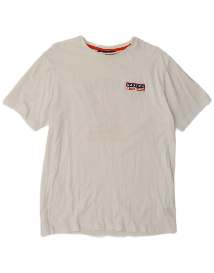 Nautica Mens Graphic T-Shirt Top Large White Cotton