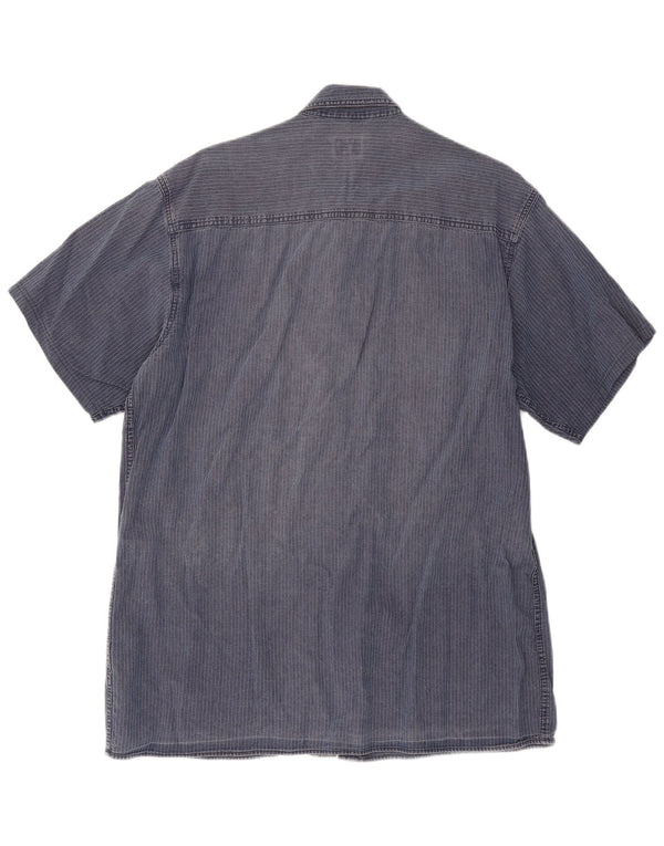 Calvin Klein Jeans Chemise à manches courtes pour homme XL Bleu marine à fines rayures