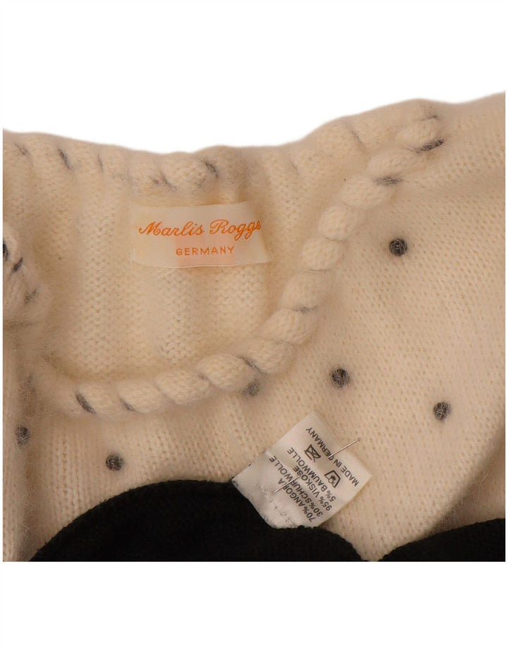 VINTAGE Pull col bateau femme UK 14 Medium Black Colourblock