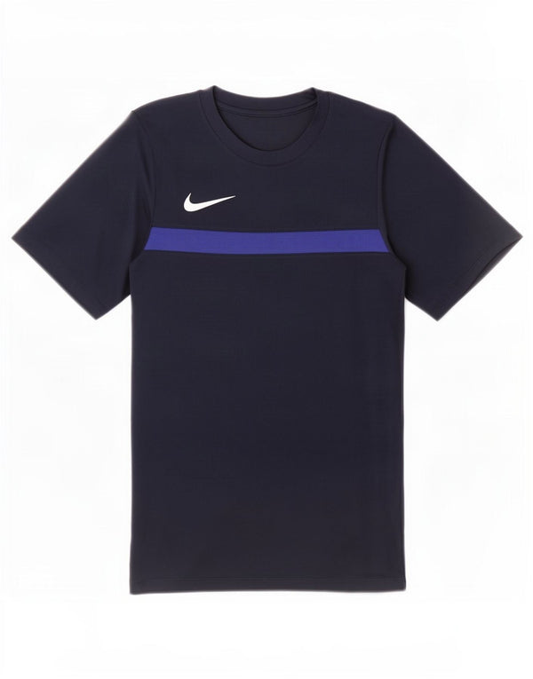 Nike Hommes Dri Fit T-Shirt Haut Petit Bleu Marine Colorblock