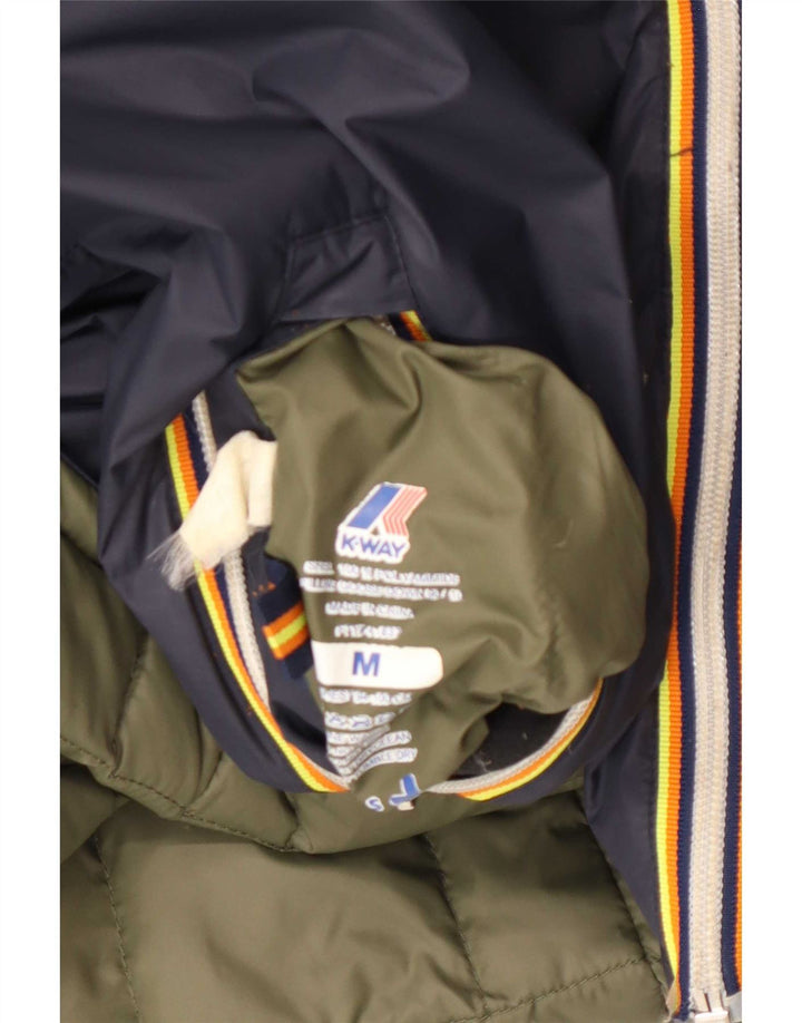 K-Way Veste matelassée réversible à capuche pour femme UK 14 Bleu marine moyen