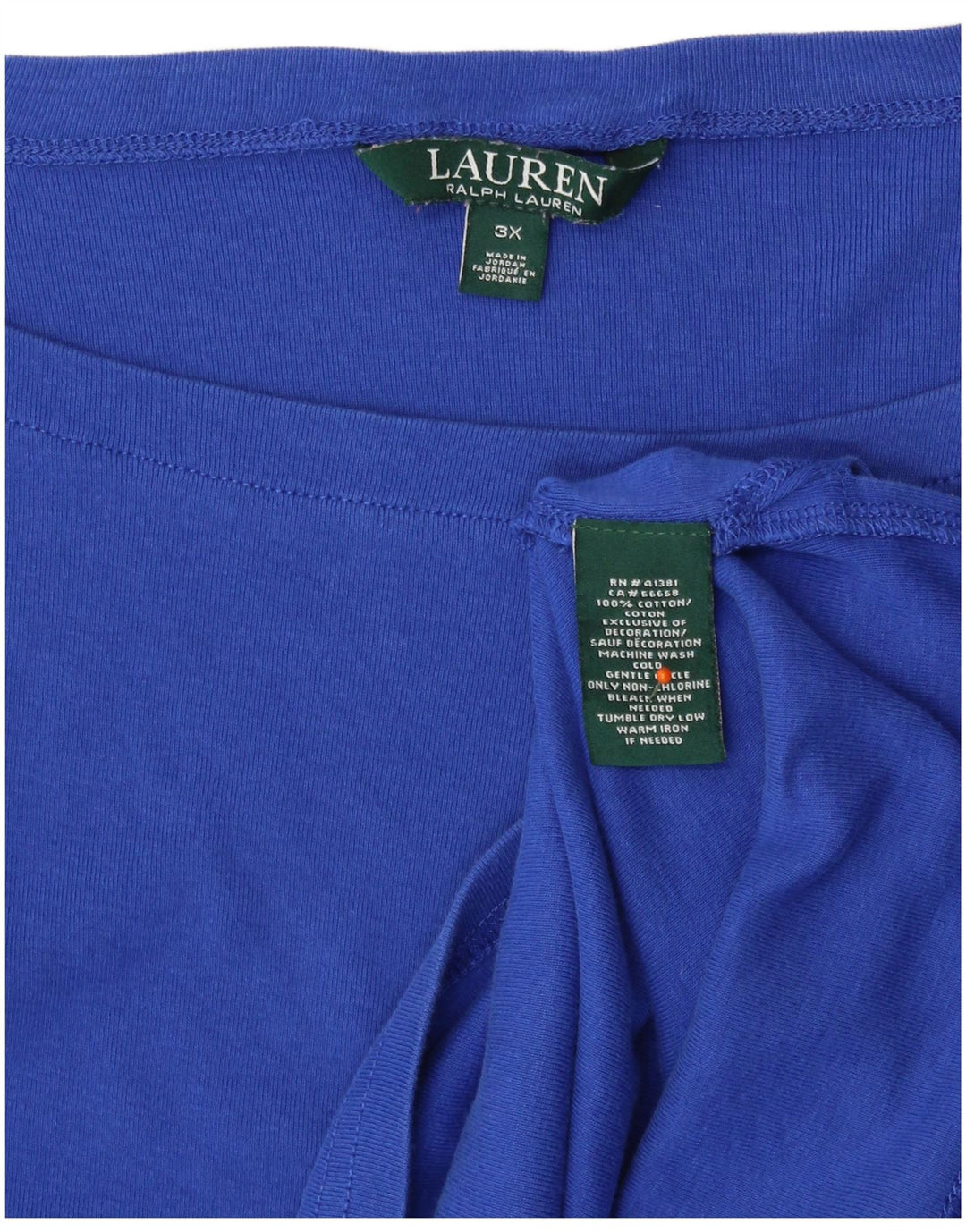 RALPH LAUREN T-Shirt Femme Top UK 22 3XL Bleu Coton