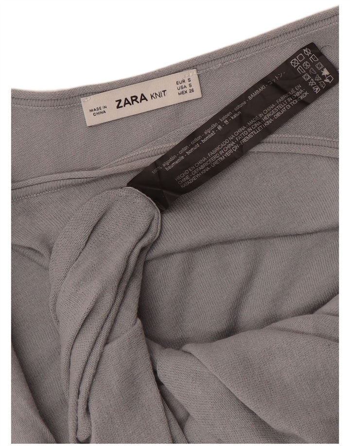 Zara Womens Blouse Oversize Top UK 10 Petit Gris Coton