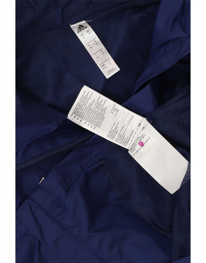 Adidas Veste de pluie à capuche graphique pour homme UK 38 Bleu marine moyen Polyester