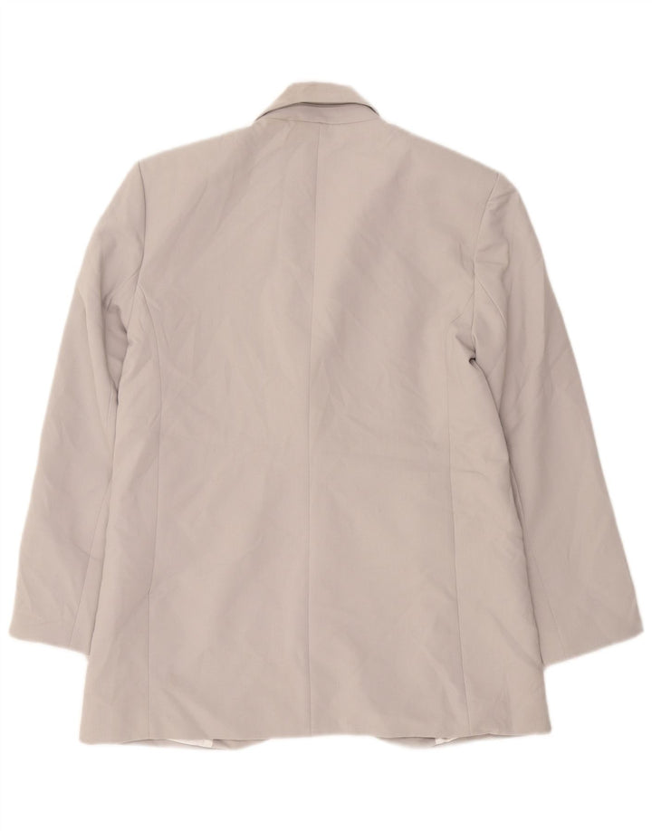 Zara Veste Blazer 1 Bouton Femme UK 14 Gris Moyen Polyester