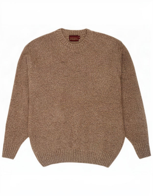 Boggi Mens Crew Neck Jumper Pull Taille 42 Grande Laine Mouchetée Kaki