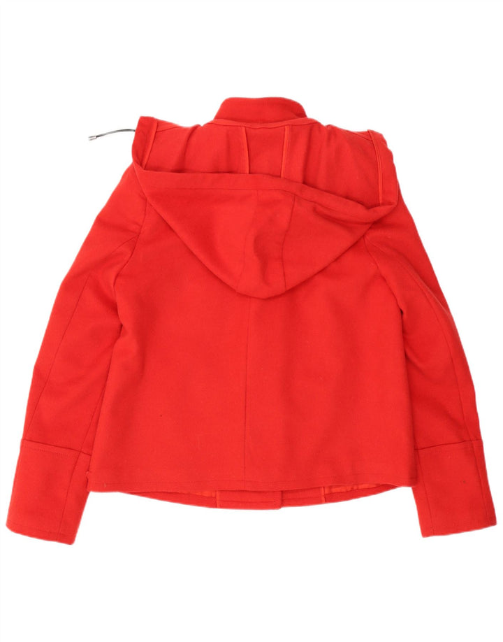 Stefanel Duffle Jacket À Capuche Femme IT 48 XL Rouge Laine Vierge
