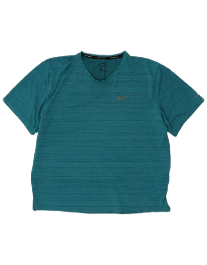 Nike T-shirt Dri Fit pour femme UK 14 Polyester moucheté turquoise moyen