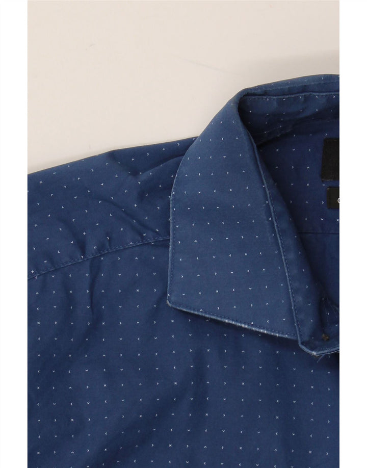 CALVIN KLEIN JEANS Chemise Homme Taille 33/32 15 1/2 Bleu Moyen Tacheté