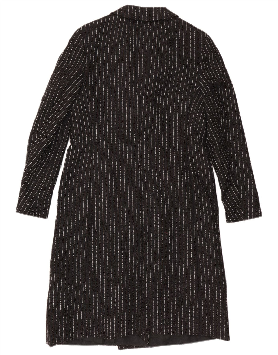 vintage Femmes Double Breasted Coat UK 8 Petites Rayures Noires