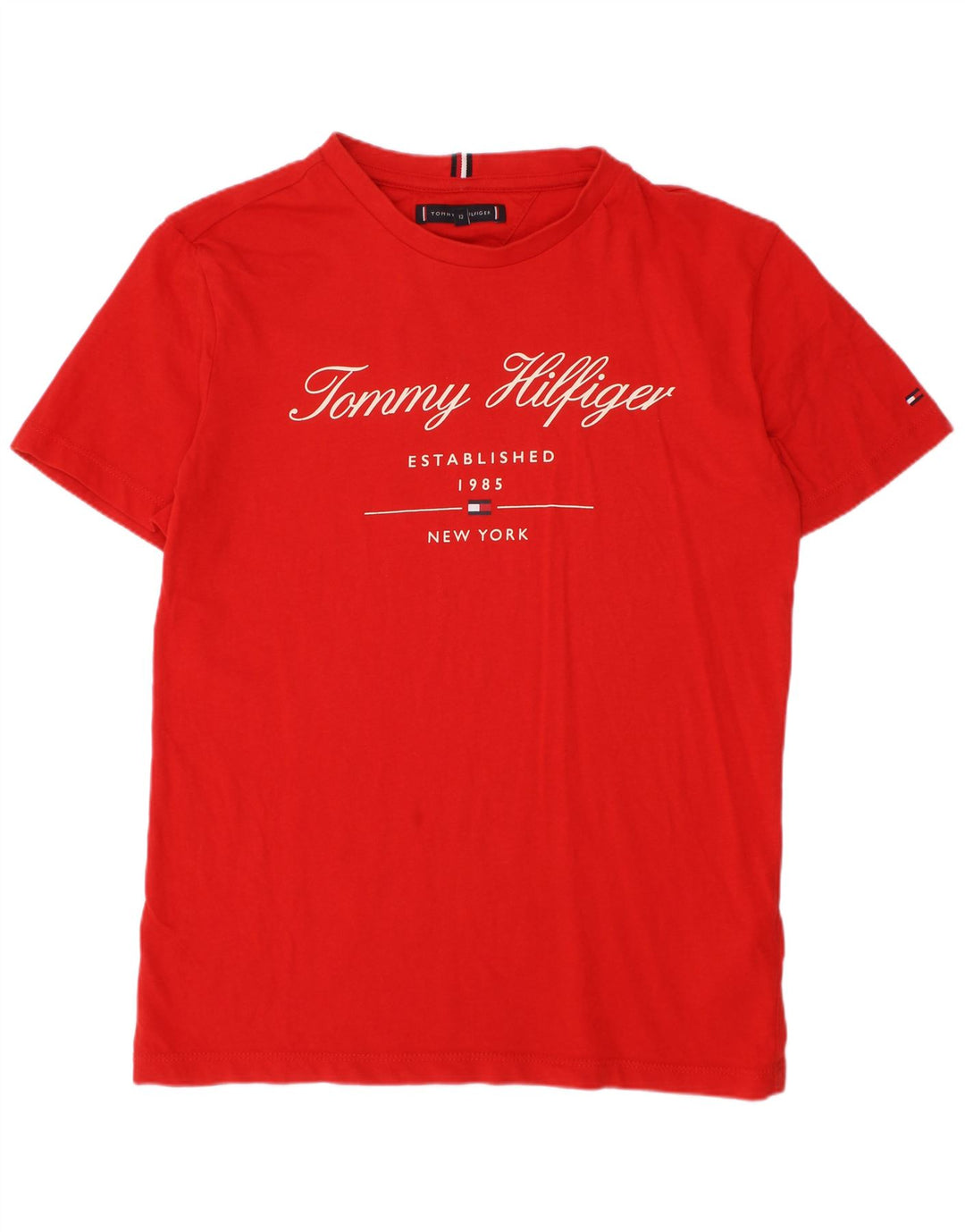 TOMMY HILFIGER T-Shirt Graphique Garçon 11-12 ans Rouge Coton