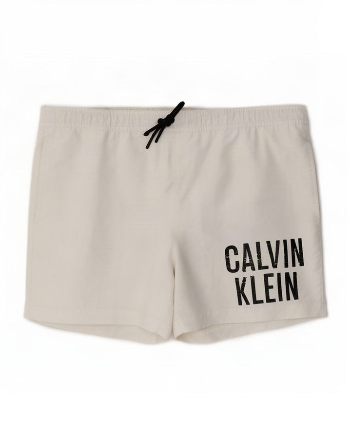 Calvin Klein Short de Bain Graphique Homme Blanc Moyen