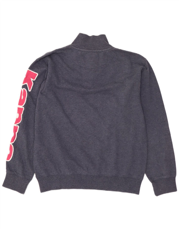 KAPPA Sweat-shirt graphique à col zippé pour homme en coton bleu marine Taille L