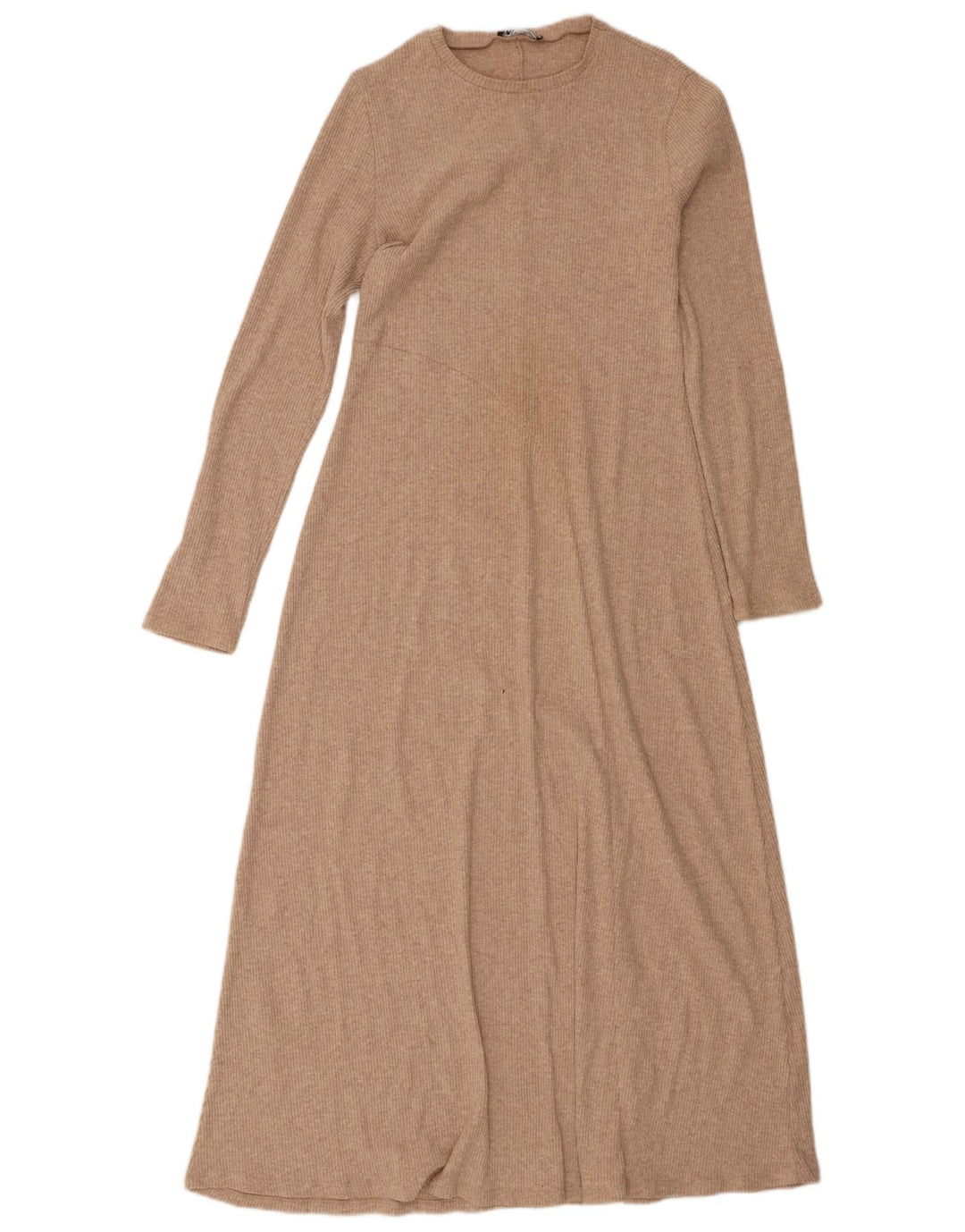 Zara Robe longue à manches longues pour femme UK 12 Beige moyen